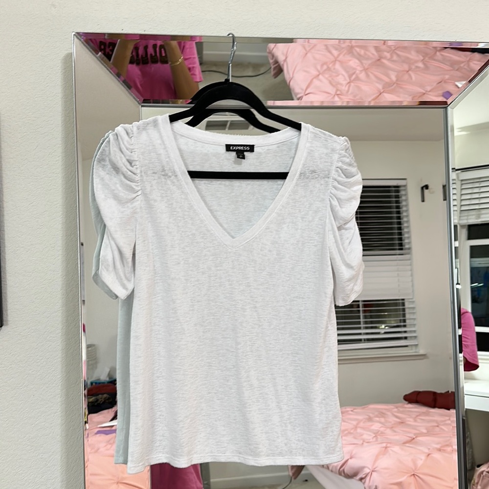 Express ruffle shoulder tee shirt